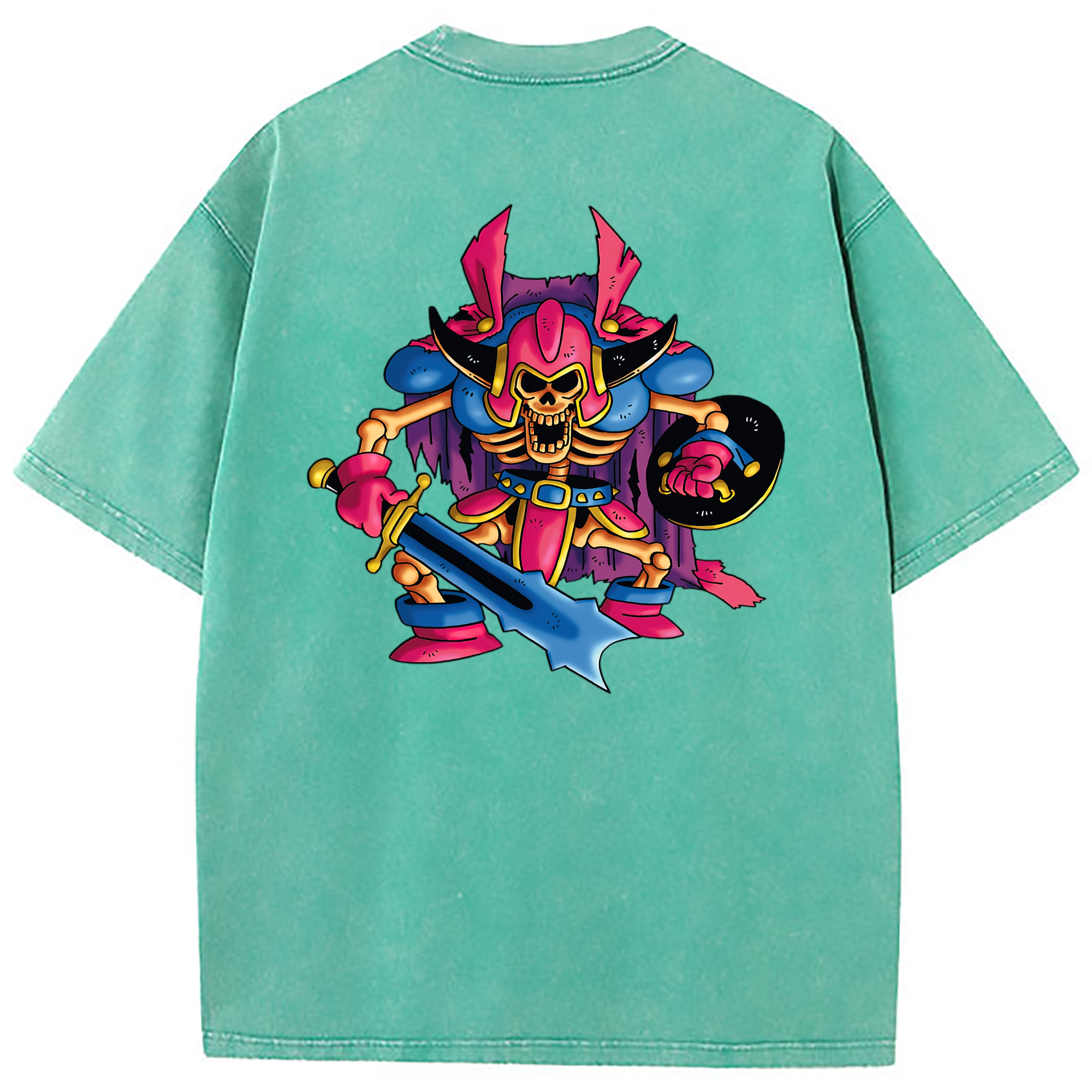 （画像用） ドラゴンクエスト Doragon Kuesuto Dragon Quest 綿100% ヴィンテージ風 半袖Tシャツ（背面プリント）